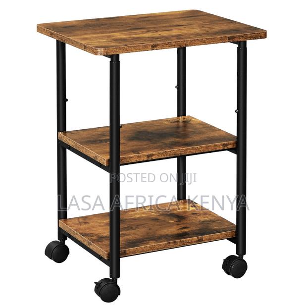 76.5 CM Mobile Printer Stand With Storage Shelf & Locking Wheels
