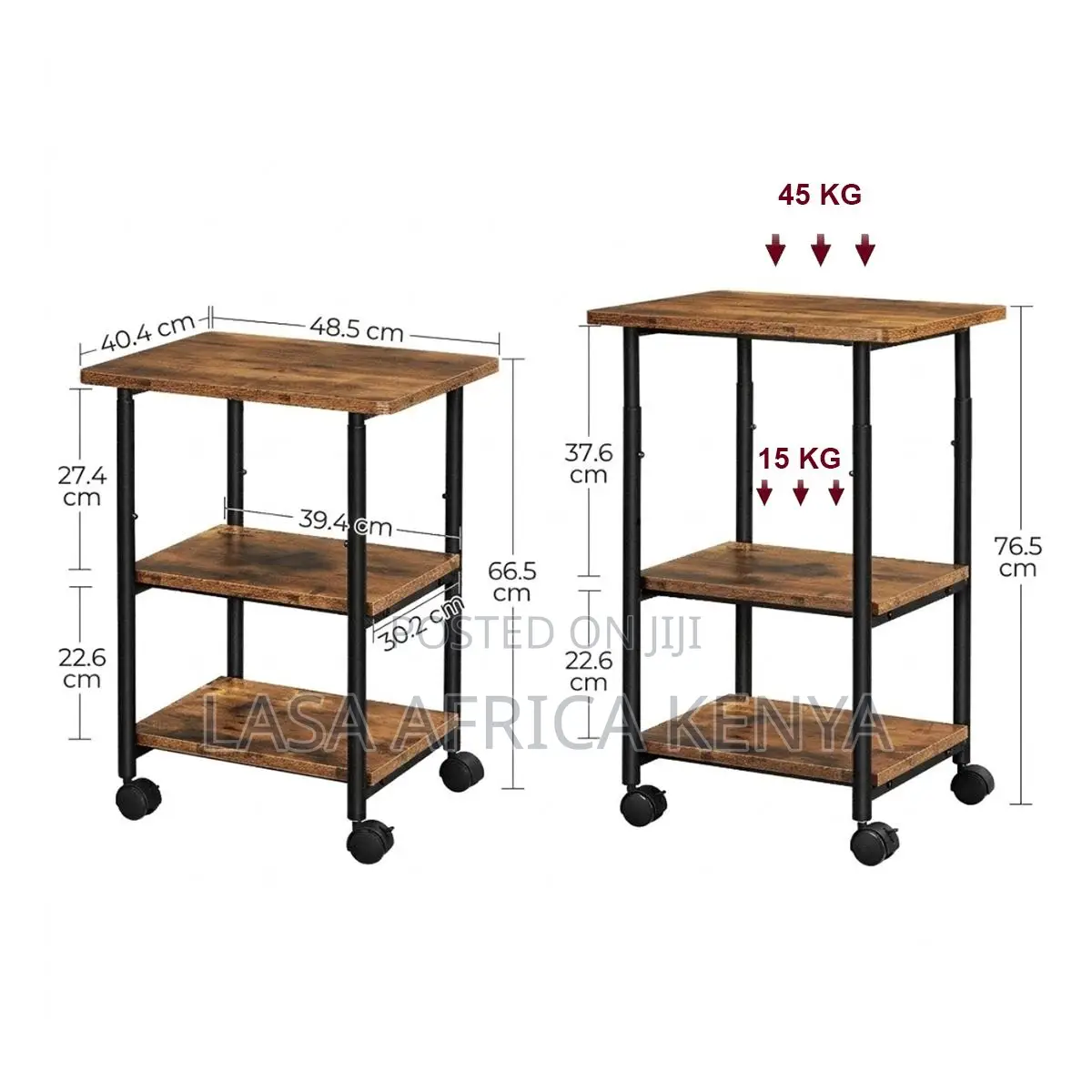 76.5 CM Mobile Printer Stand With Storage Shelf & Locking Wheels