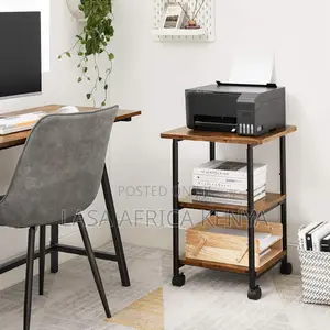 76.5 CM Mobile Printer Stand With Storage Shelf & Locking Wheels