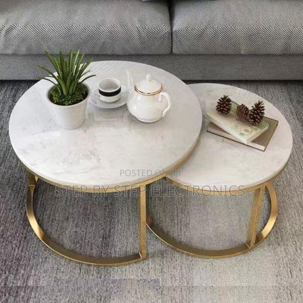 Elegant Style Marble Nesting Coffee Table Set With Gold Metal Frame