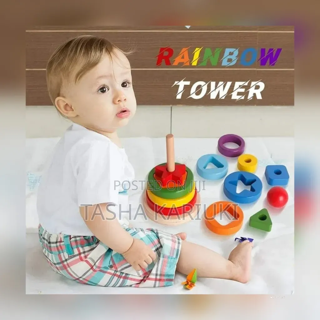 Wooden Rainbow Tower Double Stacked