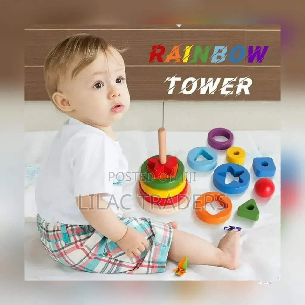 Wooden Rainbow Tower Double Stacked