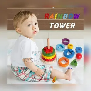 Wooden Rainbow Tower Double Stacked