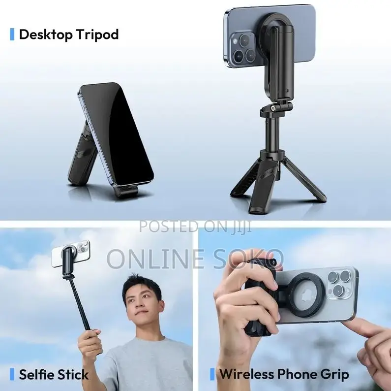 3-in-1 Portable Phone Stand, Handheld Selfie Stick & Desktop Tripod