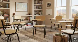 Home Desk; Ergonomic Wooden Schools Mid Backrest Chairs