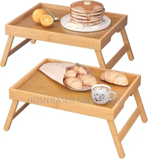 Breakfast in Bed Foldable Bamboo Tray Wooden, Black or White
