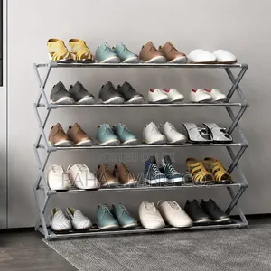 5-Tier Metallic Collapsible Shoe Rack | Holds 25 Pairs