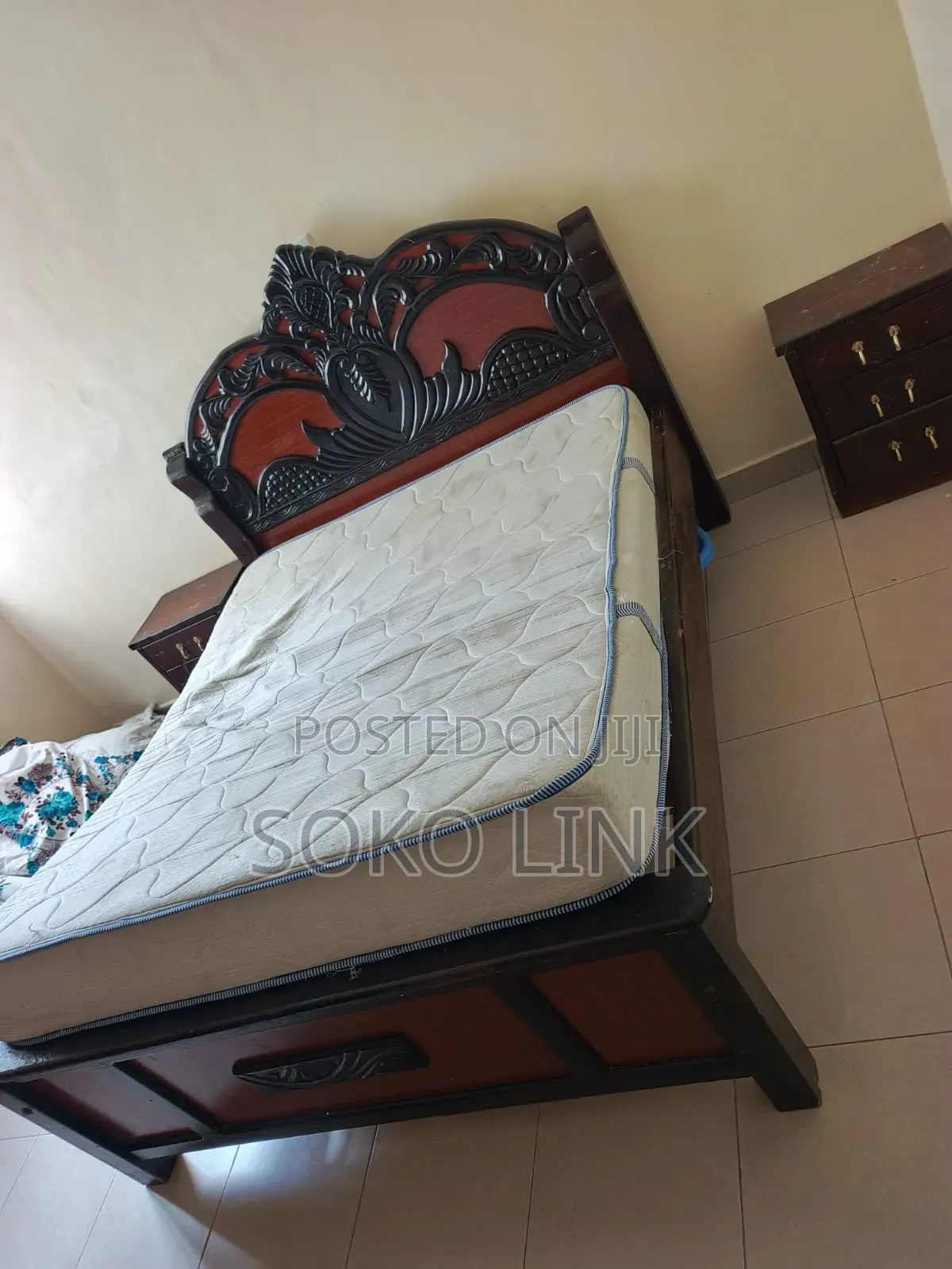 Mahogany Bed and Mattress