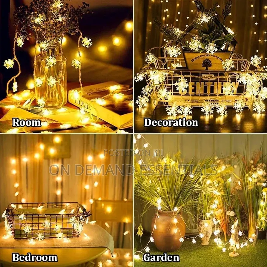 10M Led Snowflake Holiday Garland Curtain Lights