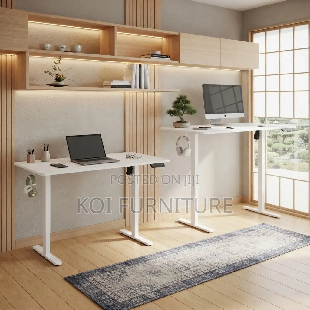 Office Desk; White Ergonomic 1200MM Electric Adjustable Studio Desks
