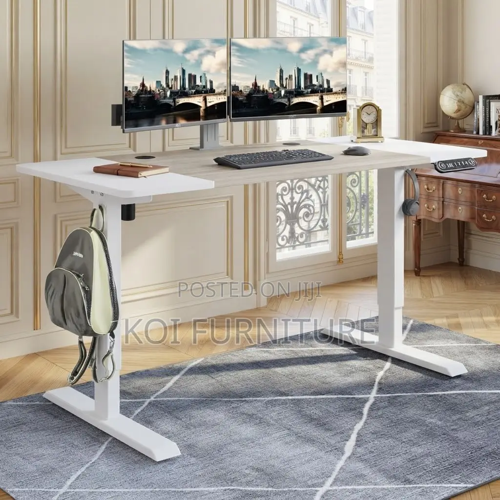 Office Desk; White Ergonomic 1200MM Electric Adjustable Studio Desks