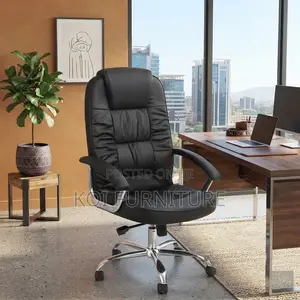 Office Chairs; Leather High Backrest Set With Fixed Armrests