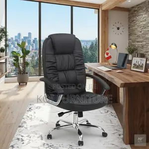 Office Chairs; Leather High Backrest Set With Fixed Armrests
