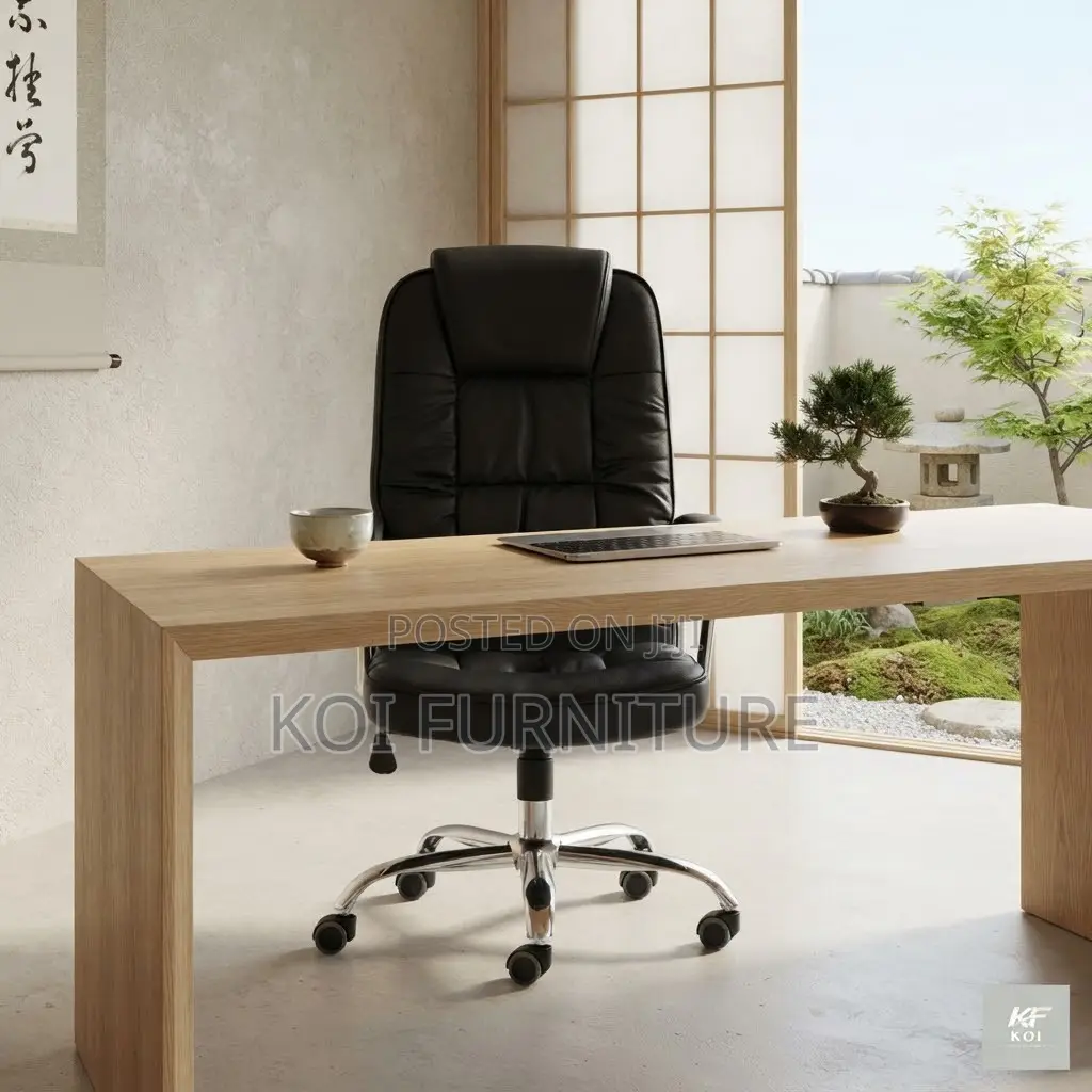 Office Chairs; Leather High Backrest Set With Fixed Armrests