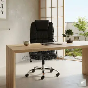 Office Chairs; Leather High Backrest Set With Fixed Armrests