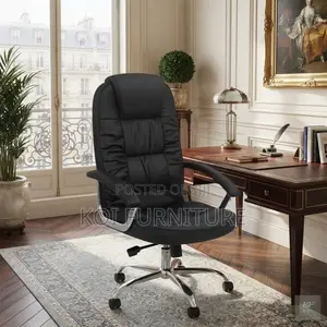 Office Chairs; Leather High Backrest Set With Fixed Armrests