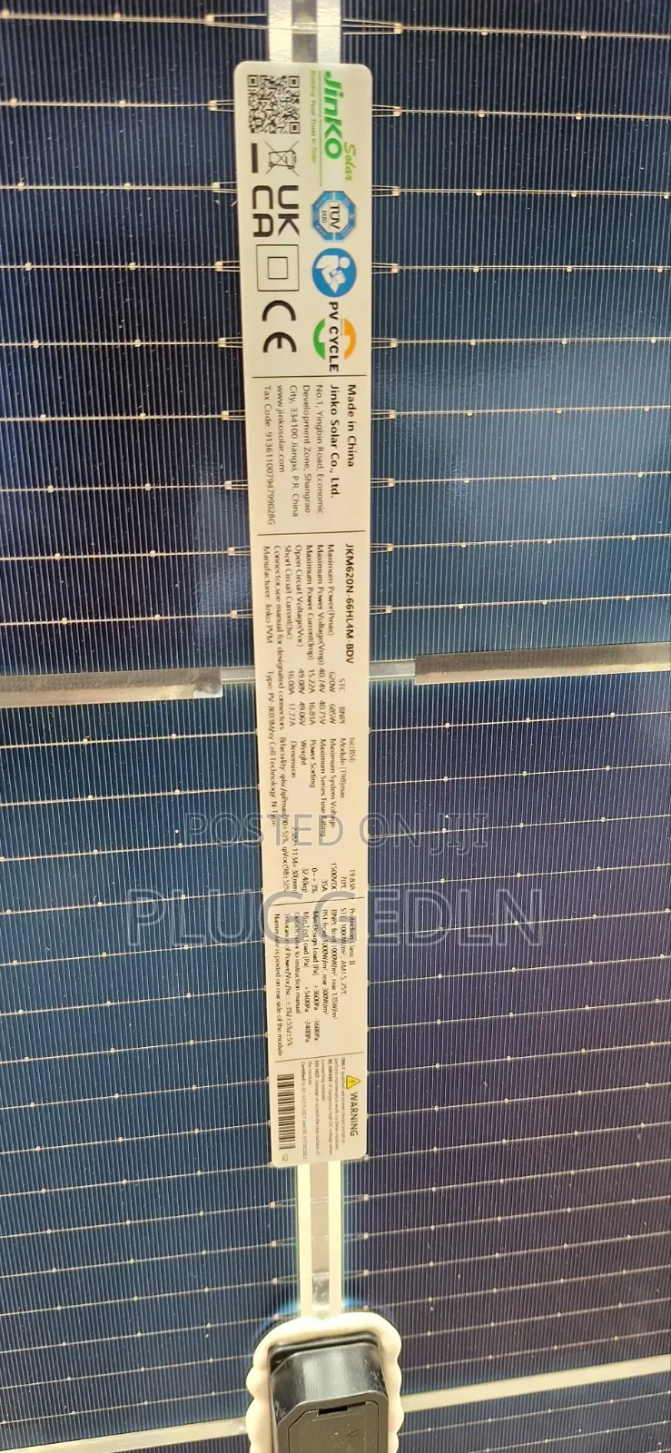 Jinko 620 Watts Bifacial Solar Panel.