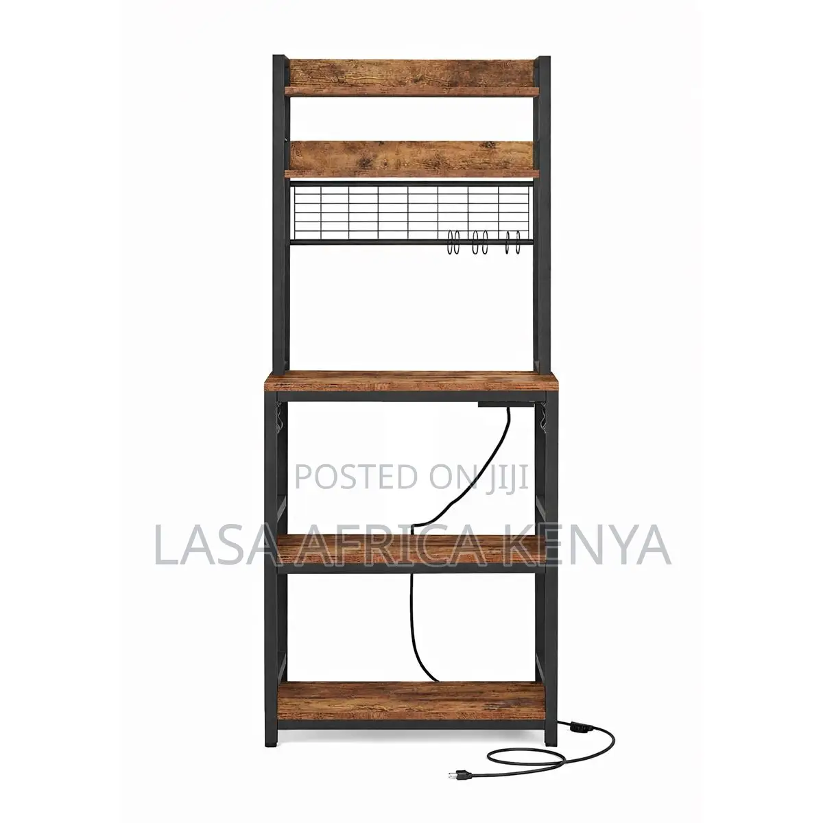 Kitchen Storage Rack With Power Outlet Coffee Bar Microwave Stand