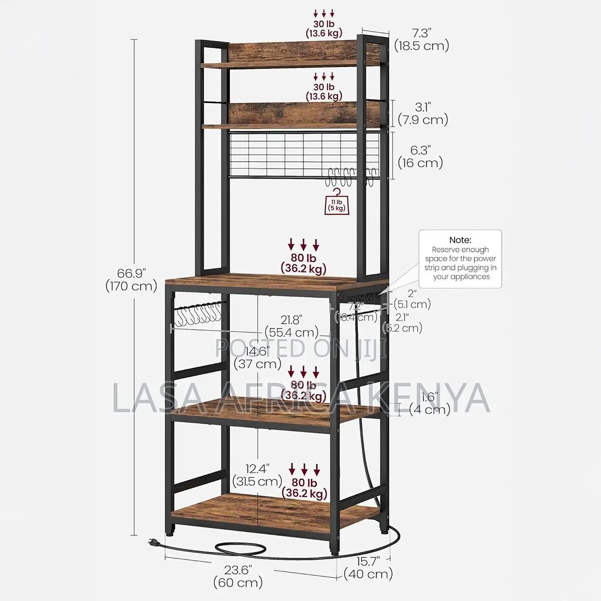 Kitchen Storage Rack With Power Outlet Coffee Bar Microwave Stand