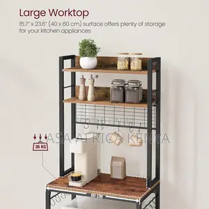 Kitchen Storage Rack With Power Outlet Coffee Bar Microwave Stand