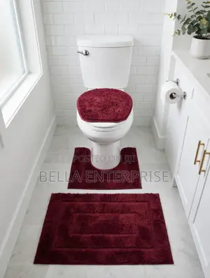 3 PC Toilet Set1 Bath Mat1 Contour Mat1 Lid coverNon Slip Rubber