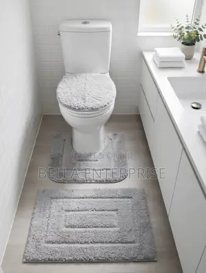 3 PC Toilet Set1 Bath Mat1 Contour Mat1 Lid coverNon Slip Rubber