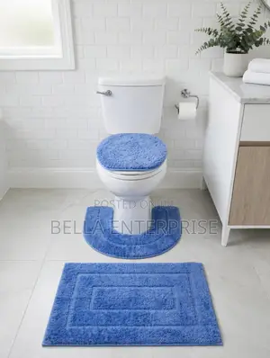 3 PC Toilet Set1 Bath Mat1 Contour Mat1 Lid coverNon Slip Rubber