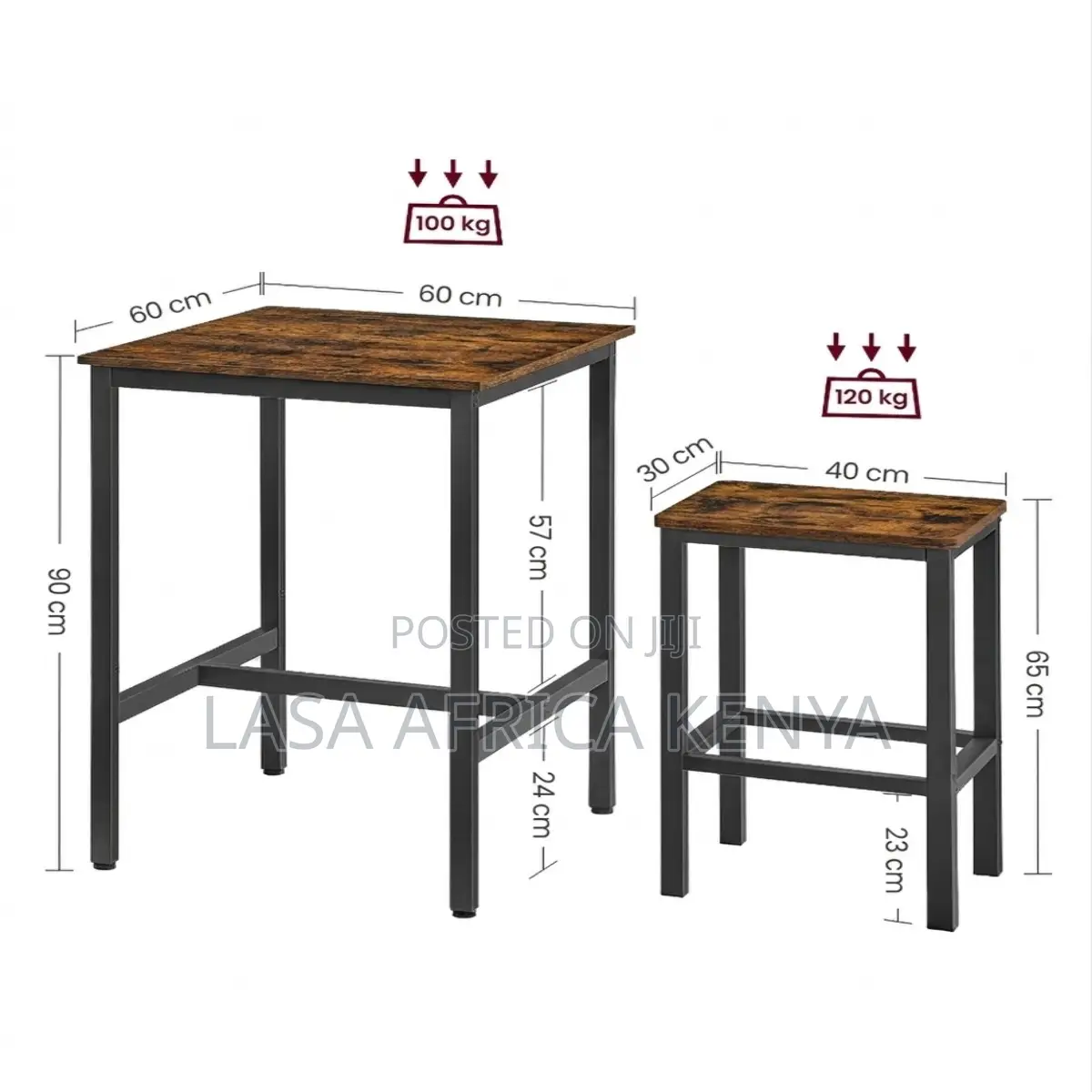 Bar Table and Chairs Set Square Table With 2 Stools Space Saving