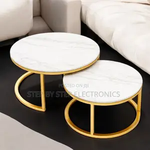 Side Table Marble Nesting Coffee Table Set With Gold Metal Frame