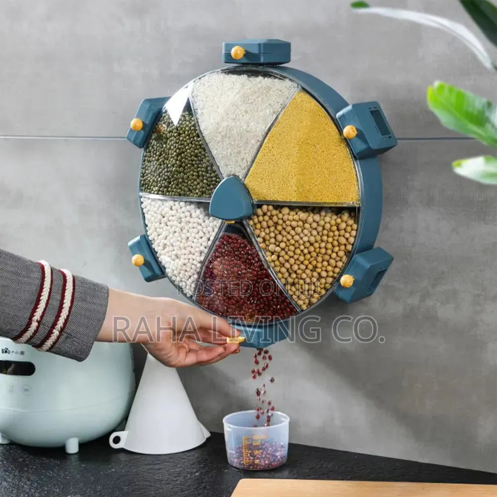 6-Grid Rotating Cereal Dispenser | Push Button | Transparent