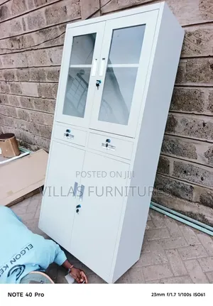 Filling Cabinet 2 Door,Half Glass, Lockable Drawers