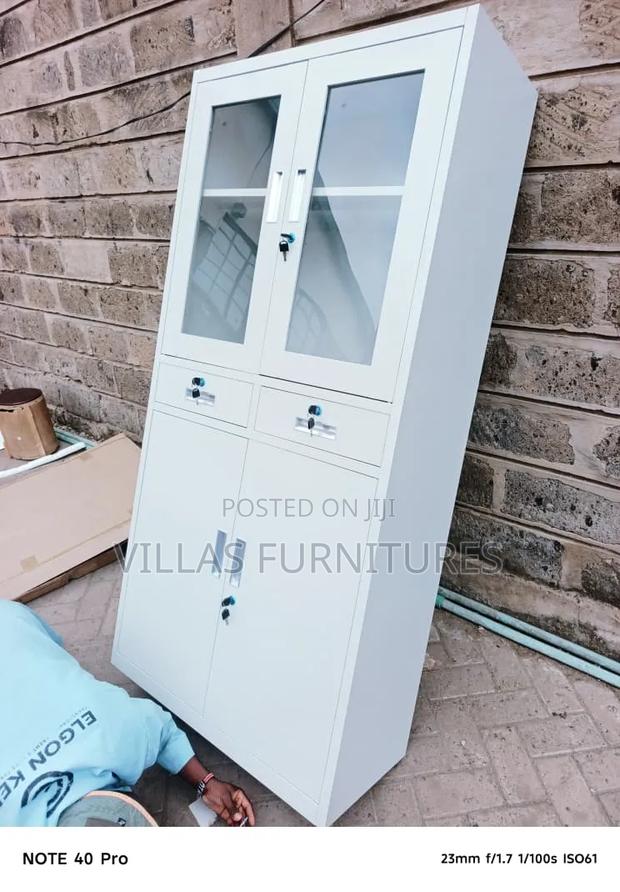 Filling Cabinet 2 Door,Half Glass, Lockable Drawers