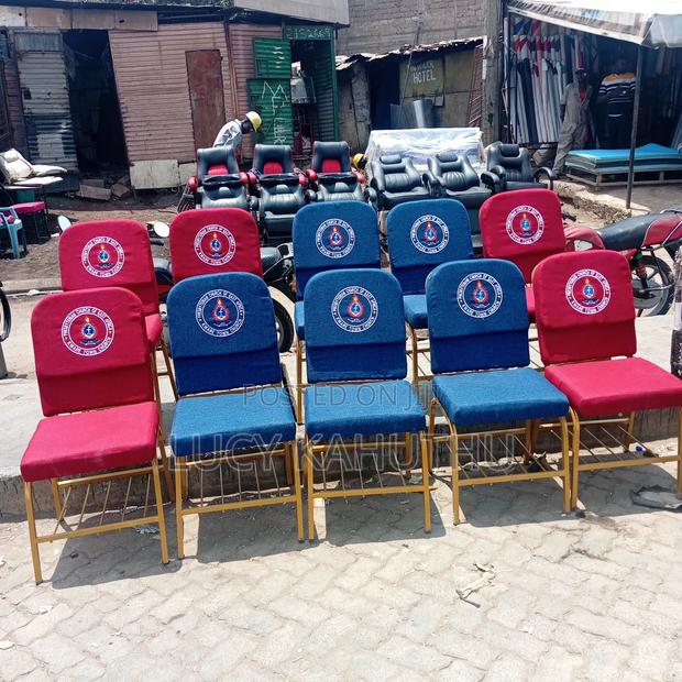 Red and Blue Chairs With PCEAlog and Powder Coating Finish