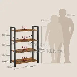 4-Tier Industrial Bookcase