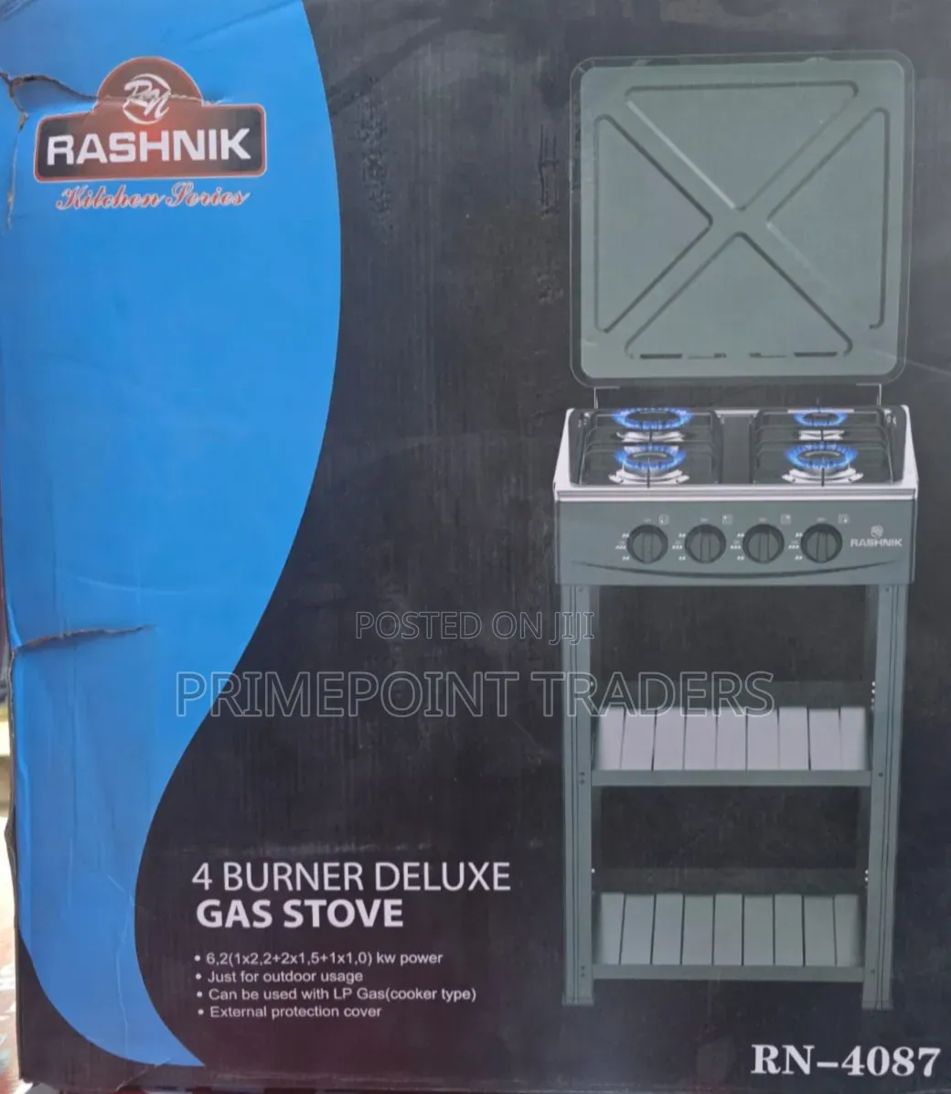 Rashnik 4 Burner Standing Cooker – Deluxe Gas Stove