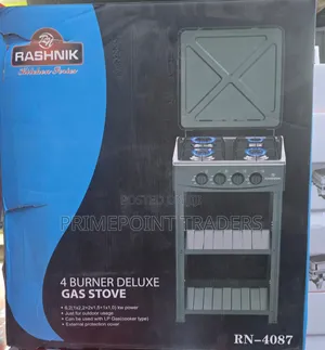 Rashnik Deluxe 4-Burner Gas Cooker With Storage Shelves