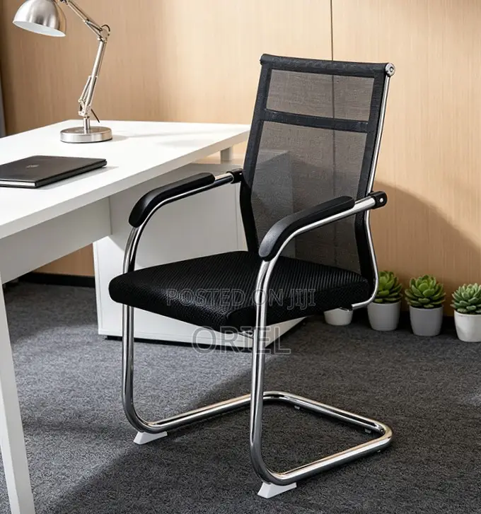 Modern Sled Base Office Waiting Chair : Visitor Mesh Chair
