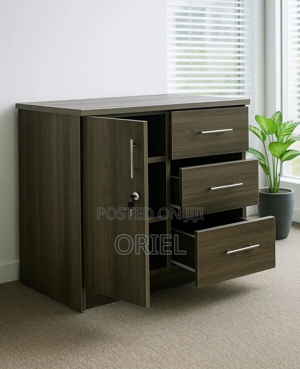 Modern Office Filing Credenza : 4-Drawer Office Storage Credenza