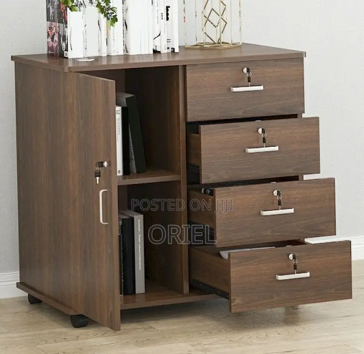 Modern Office Filing Credenza : 4-Drawer Office Storage Credenza