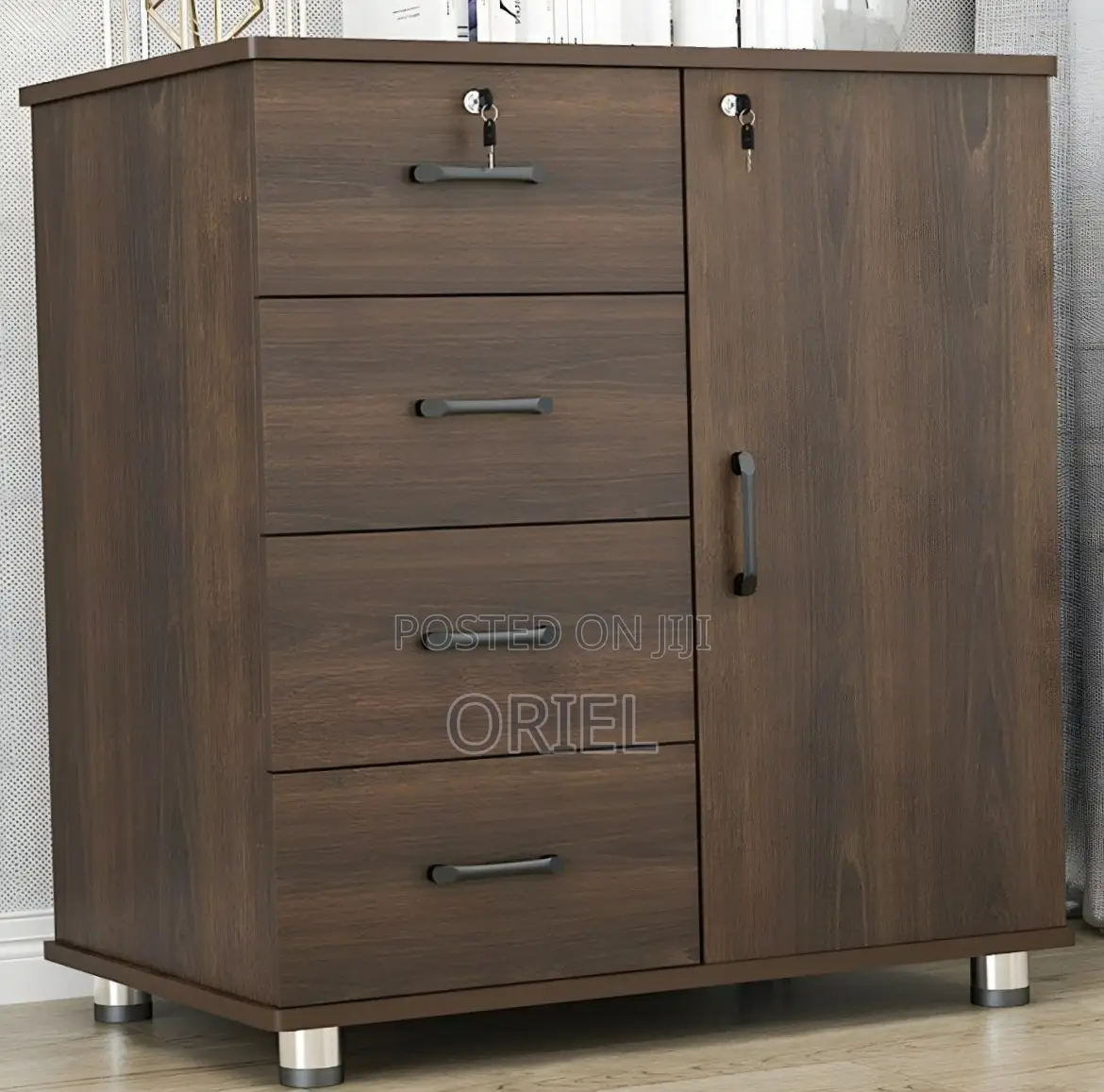 Modern Office Filing Credenza : 4-Drawer Office Storage Credenza