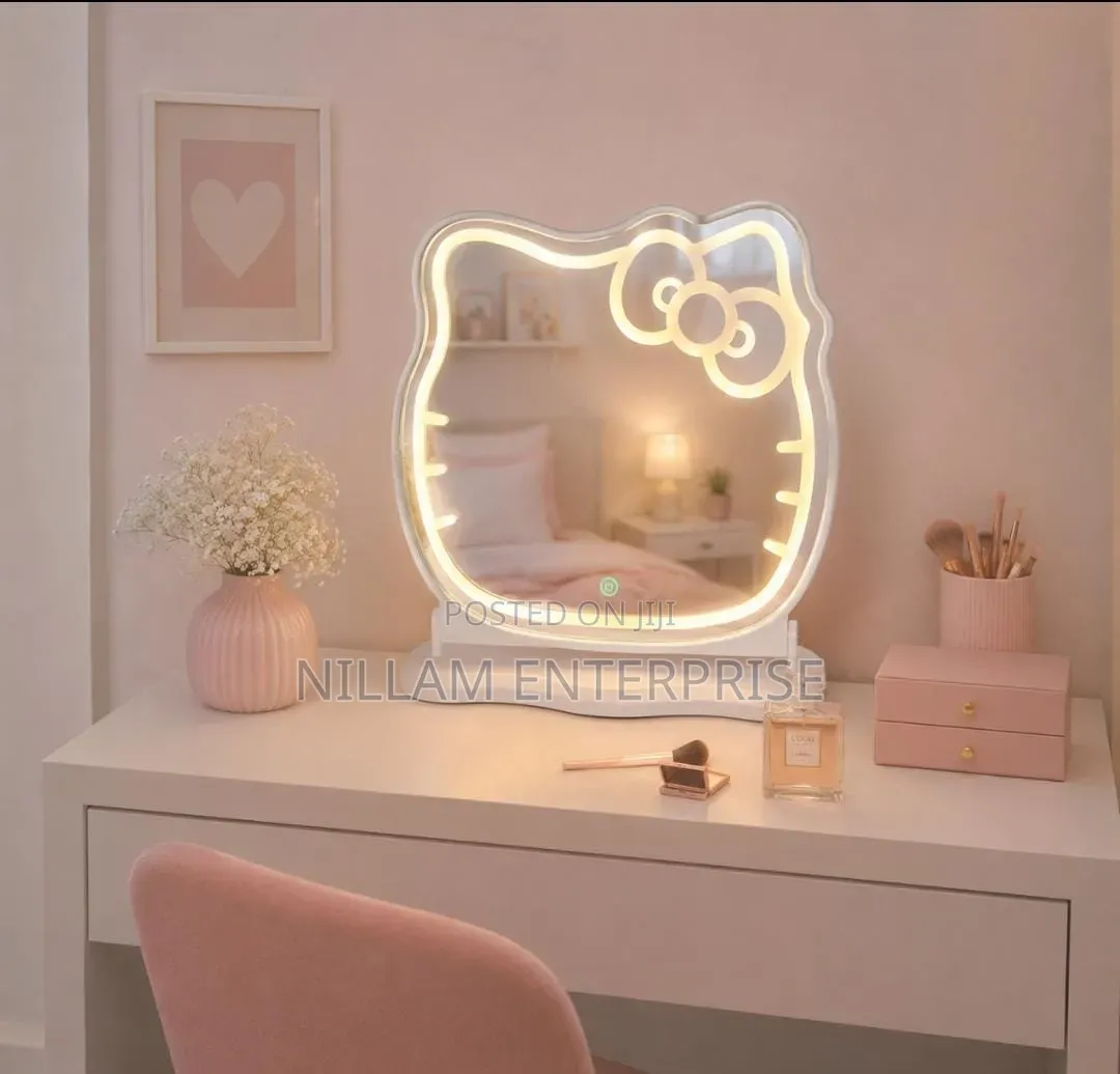 Hello Kitty-Shaped LED Desktop Vanity Mirror