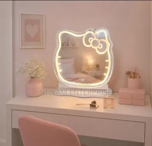 Hello Kitty-Shaped LED Desktop Vanity Mirror