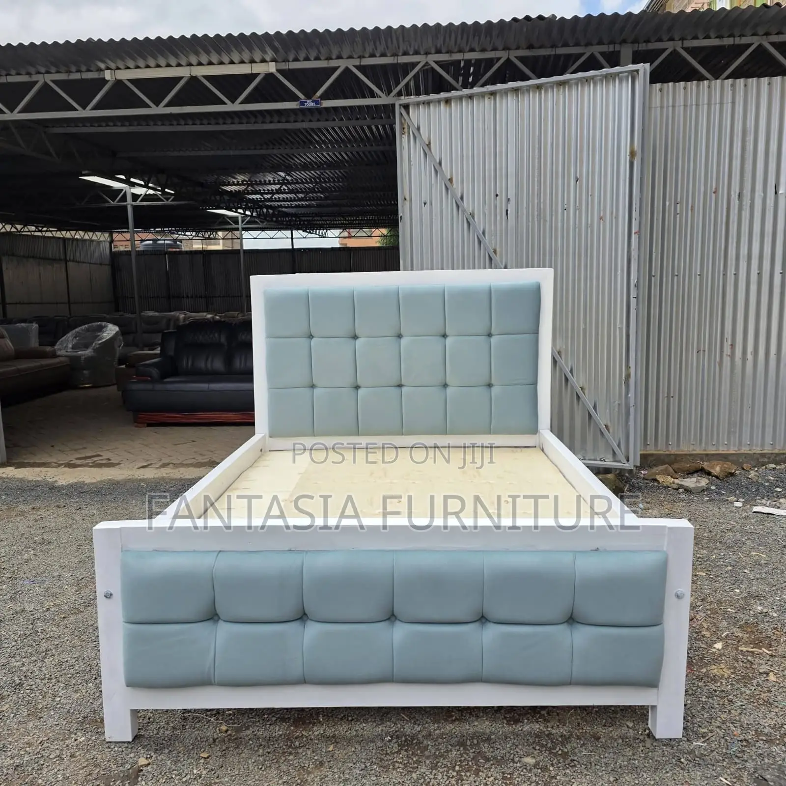 5x6 Sky Blue Grid Mocket Bed: Pay on Delivery
