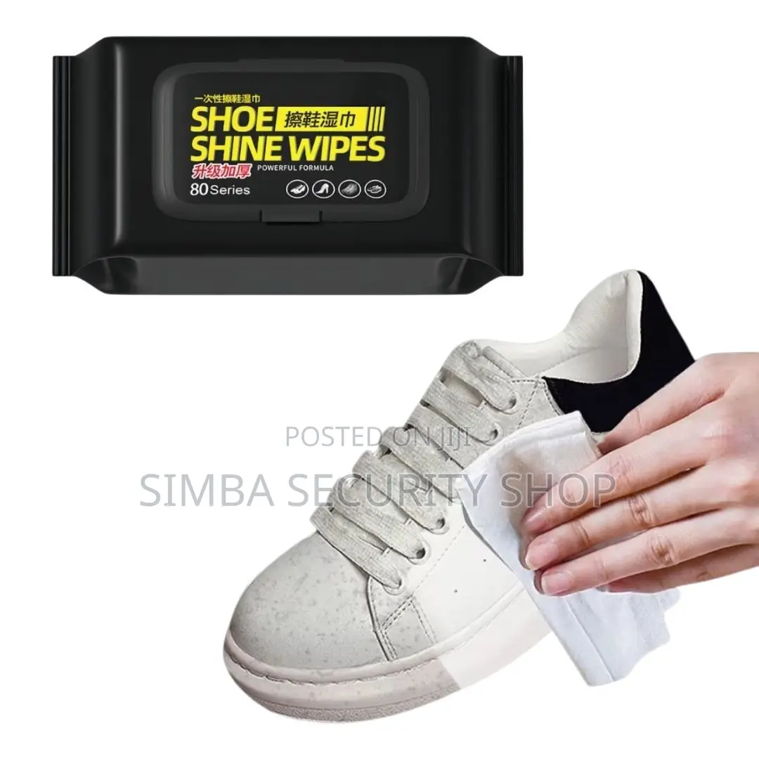 80 PC Shoe Shine Wet Wipes Stain Remover Brush Polish Portable Sneaker