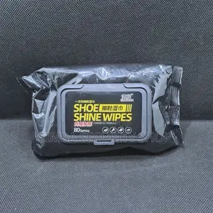 80 PC Shoe Shine Wet Wipes Stain Remover Brush Polish Portable Sneaker