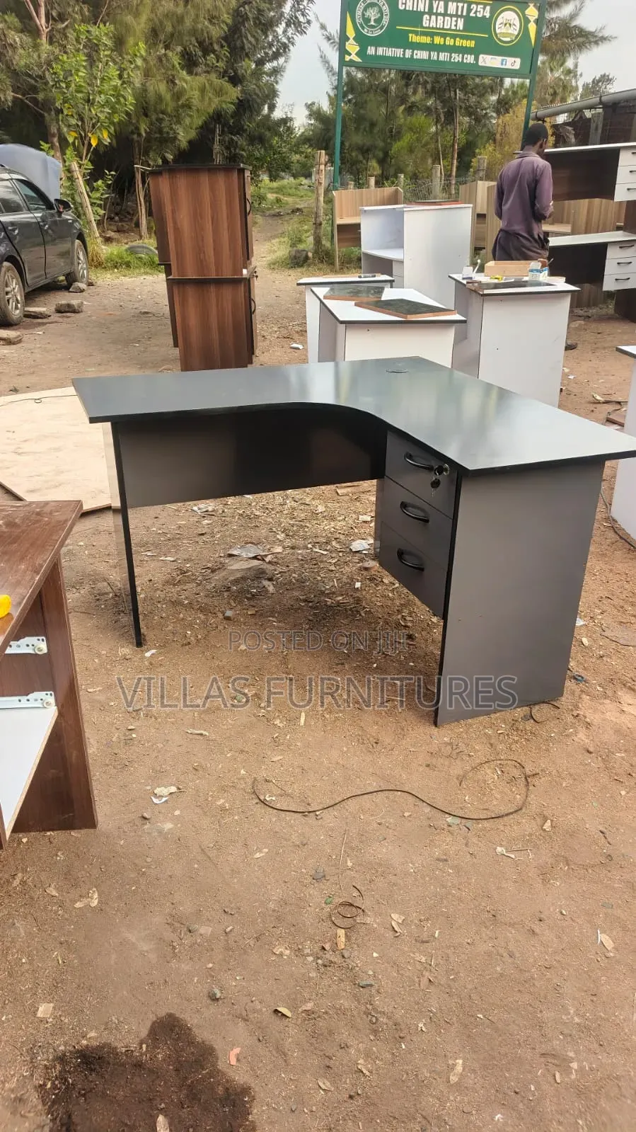 Premium Gray L Shaped Office Desk