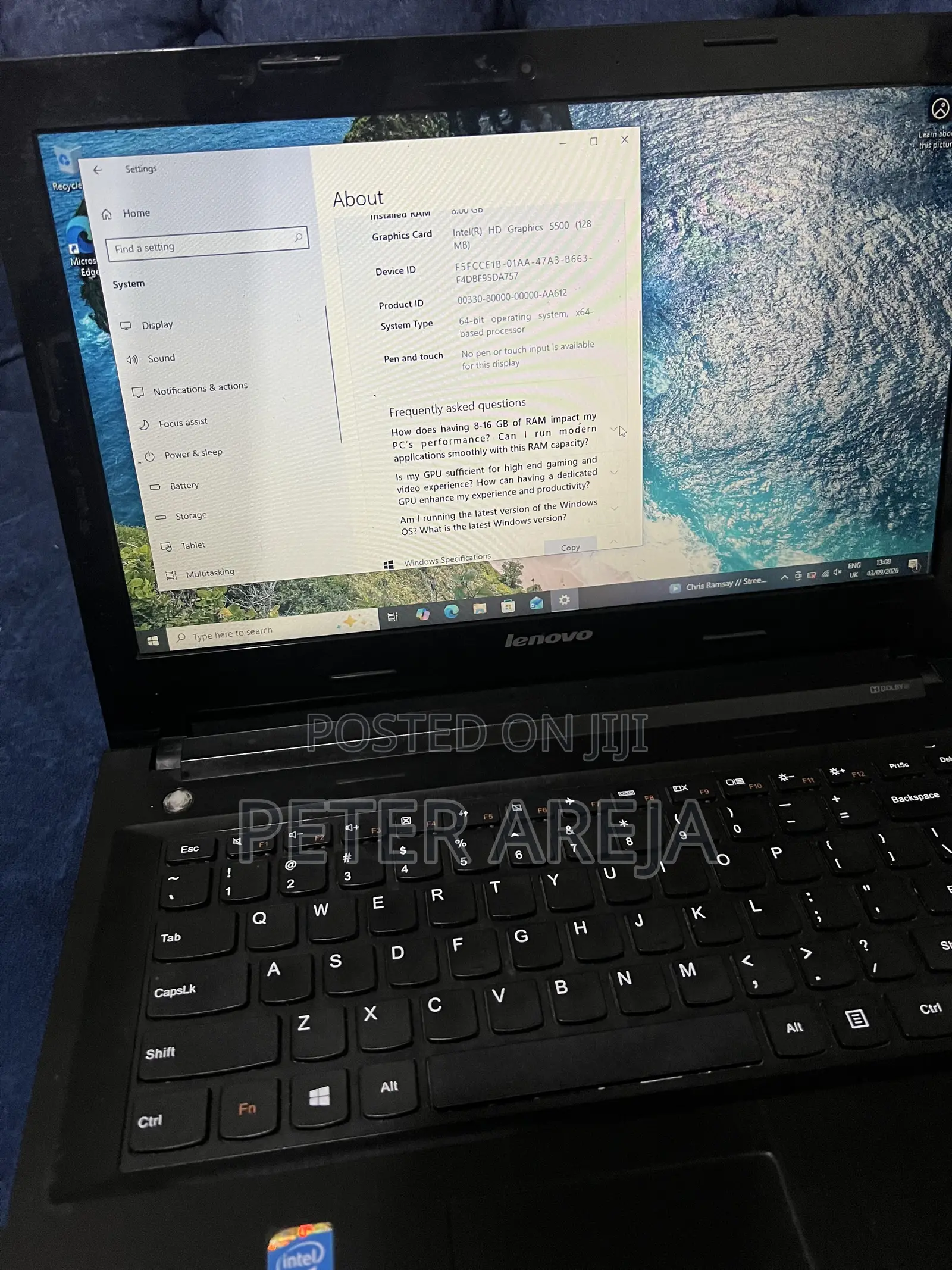Laptop Lenovo G580 8GB Intel Core i3 HDD 512GB