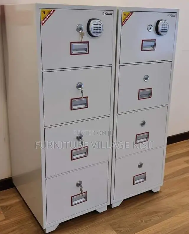 Office Furniture; 4-Drawer Steel Storage Cabinet With Safe