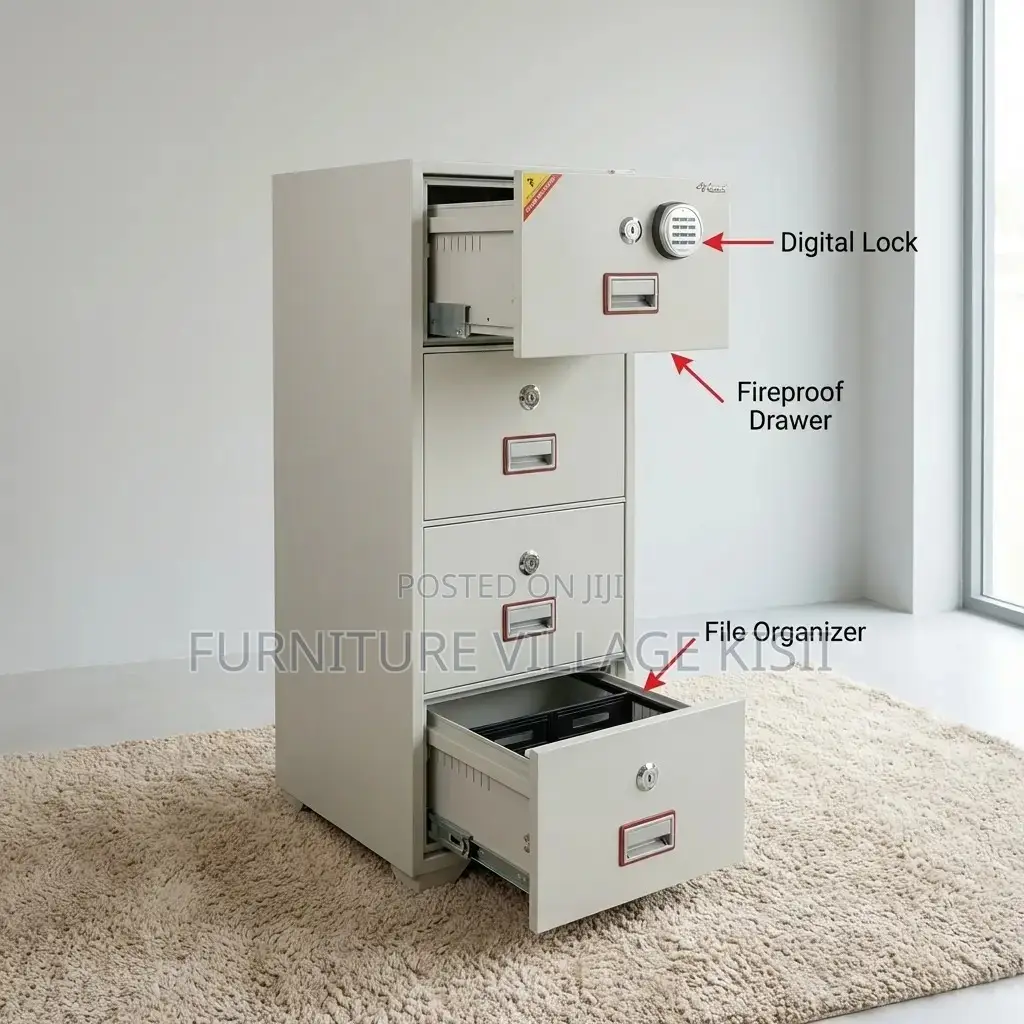 Office Furniture; 4-Drawer Steel Storage Cabinet With Safe