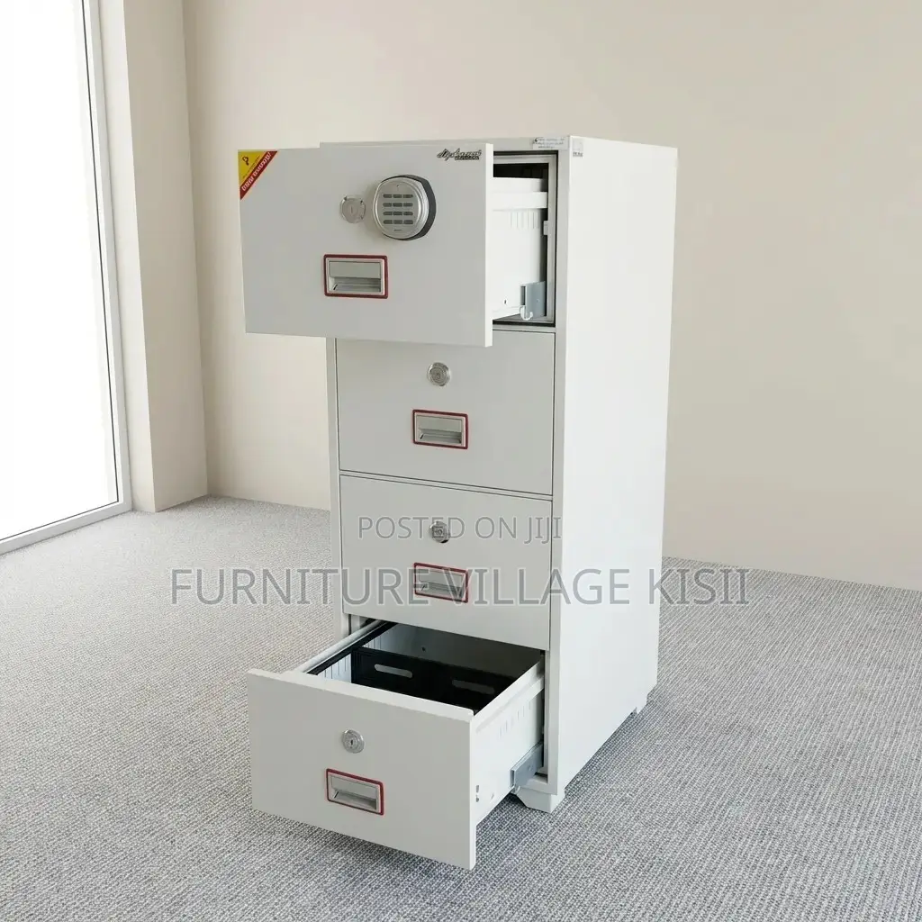 Office Furniture; 4-Drawer Steel Storage Cabinet With Safe